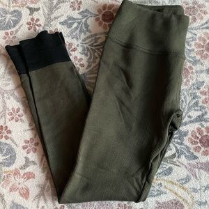 Fabletics Army Green Ribbed Leggings, Size S